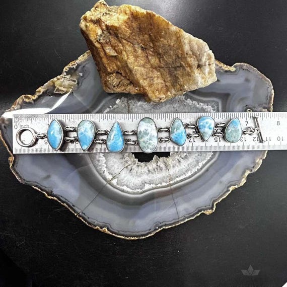 Sterling Silver Multi Shape Larimar Toggle Clasp … - image 9