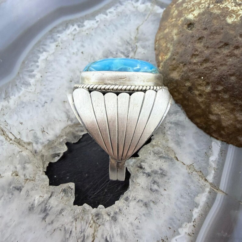 Sterling Oval Kingman Turquoise Shield Ring Size 11.25 for Men, Native ...