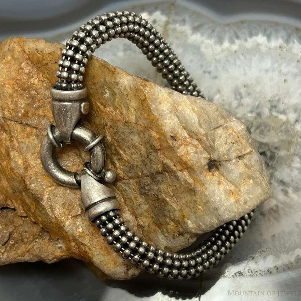 Vintage Sterling Silver Twisted Popcorn Mesh 7.5 display picture 1