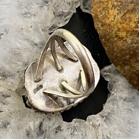 Vintage Silver Oval Malachite Ornate Ring Size 7.… - image 7