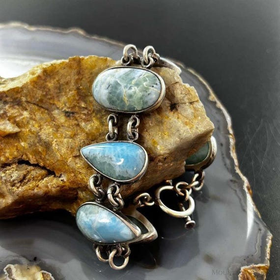 Sterling Silver Multi Shape Larimar Toggle Clasp … - image 4