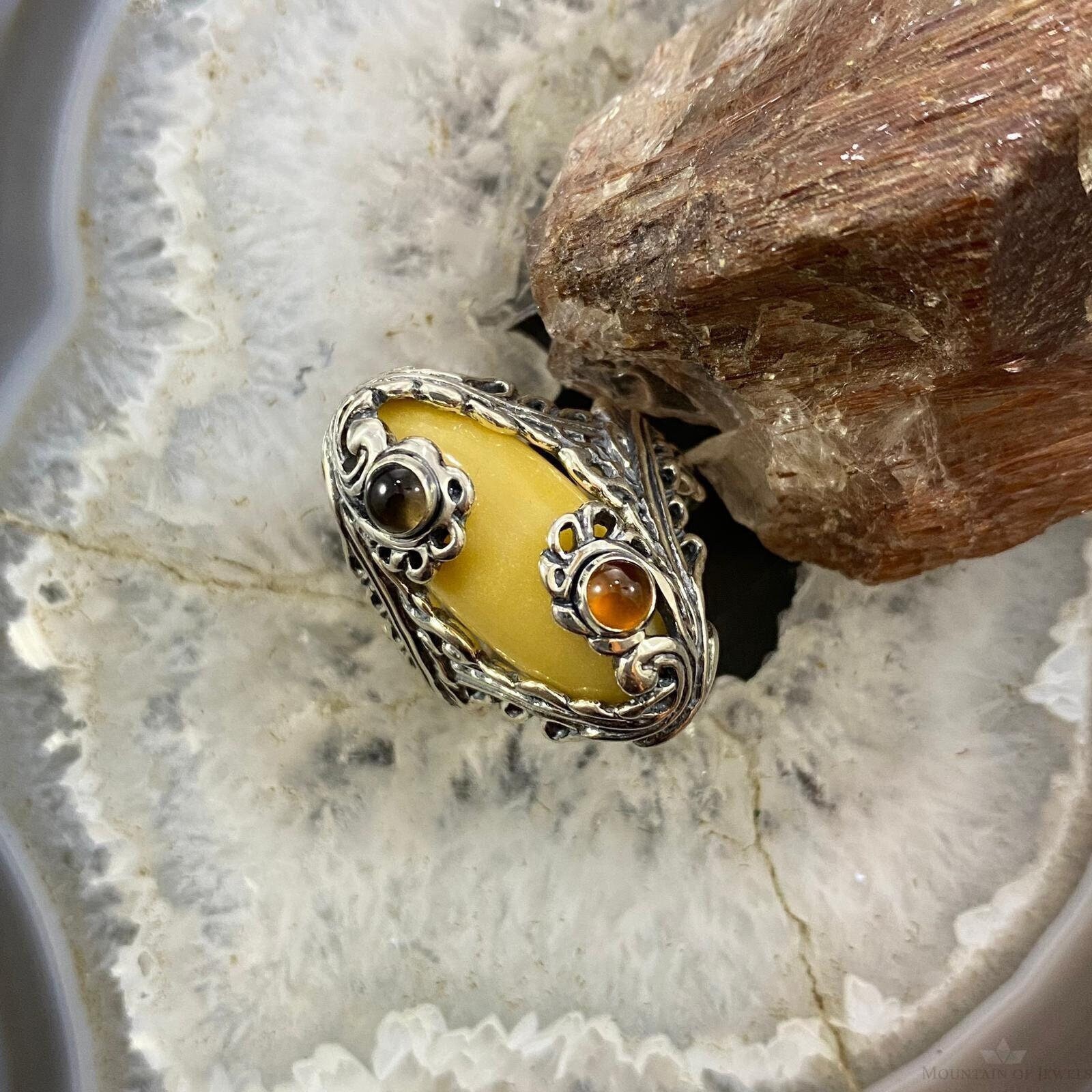 【限定価格セール！】 Carolyn Pollack Sterling Silver Yellow Jasper, Smoky Quartz アクセサリー