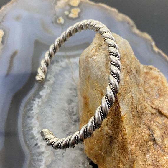 Vintage Silver Rope Twisted Stackable Bracelet Fo… - image 5
