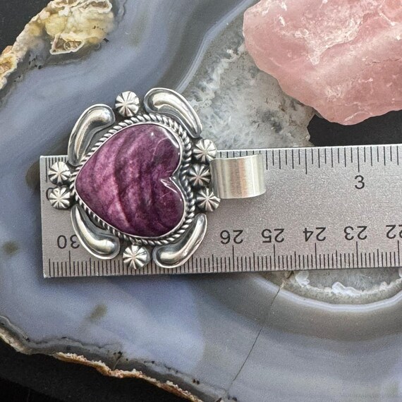 Jeff James Pink Heart! Vintage Native American Navajo Sterling Silver Bracelet Jeff James Pink Heart! Vintage Native American Navajo Sterling Silver Bracelet
