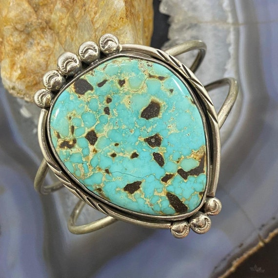 Vintage Joe Tafoya Sterling Silver Teardrop Turquoise Split Shank
