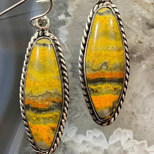 Sterling Silver Bumblebee Jasper Dangle Earrings For Women, Native American Indian Jewelry, Gift For Mother, shops Gift For Wife