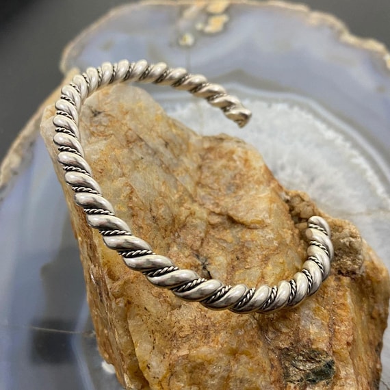 Vintage Silver Rope Twisted Stackable Bracelet Fo… - image 6