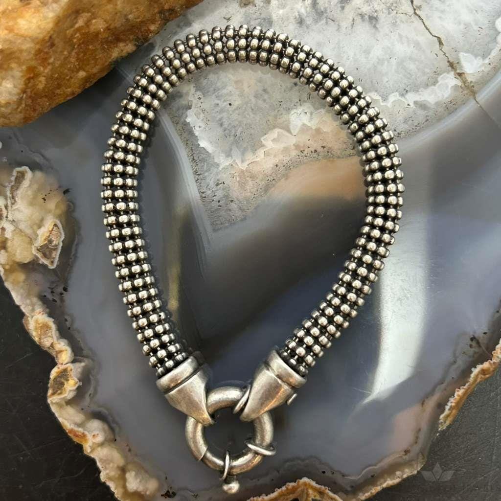 Vintage Sterling Silver Twisted Popcorn Mesh 7.5 display picture 1