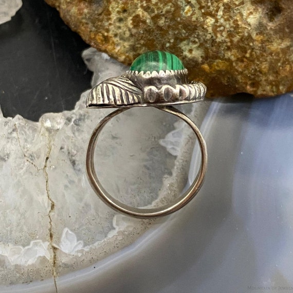 Vintage Silver Oval Malachite Ornate Ring Size 7.… - image 8