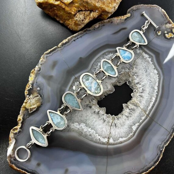 Sterling Silver Multi Shape Larimar Toggle Clasp … - image 6