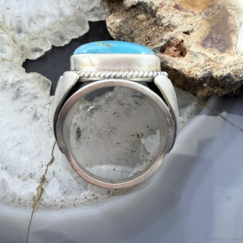 Sterling Silver Square Kingman Turquoise Shield Ring Size 11.25 for Men ...