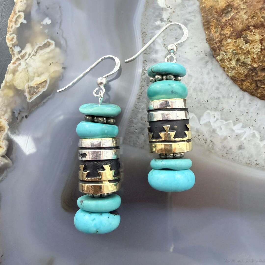 Dangle Singer Tommy & Rosita Singer Sterling Silver Turquoise Beads Dangle Earrings ...