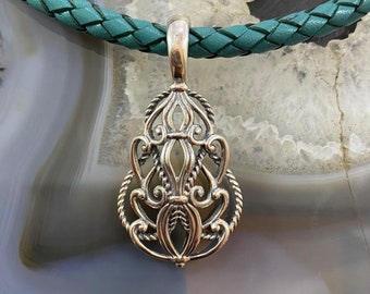 Carolyn Pollack Vintage Southwestern Style Sterling Silver Decorated Enhancer Pendant For Women