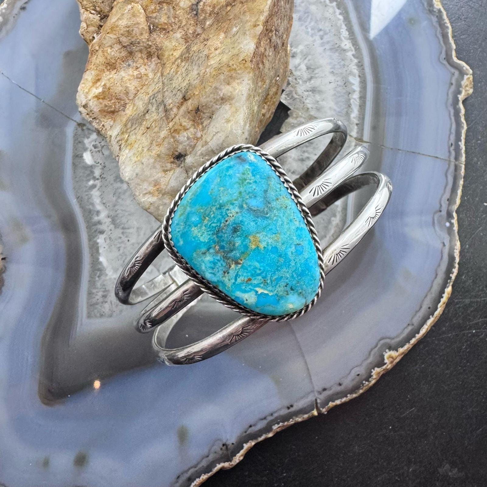 Sonny Spruce Vintage Silver Large Natural Turquoise Split