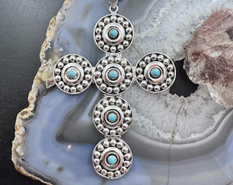 Collana Con Ciondolo Croce Turchese OIDEA, Vintage Religioso In Acciaio Inox, Gioiello Unisex Blu, Regalo Per Lui O Per Lei