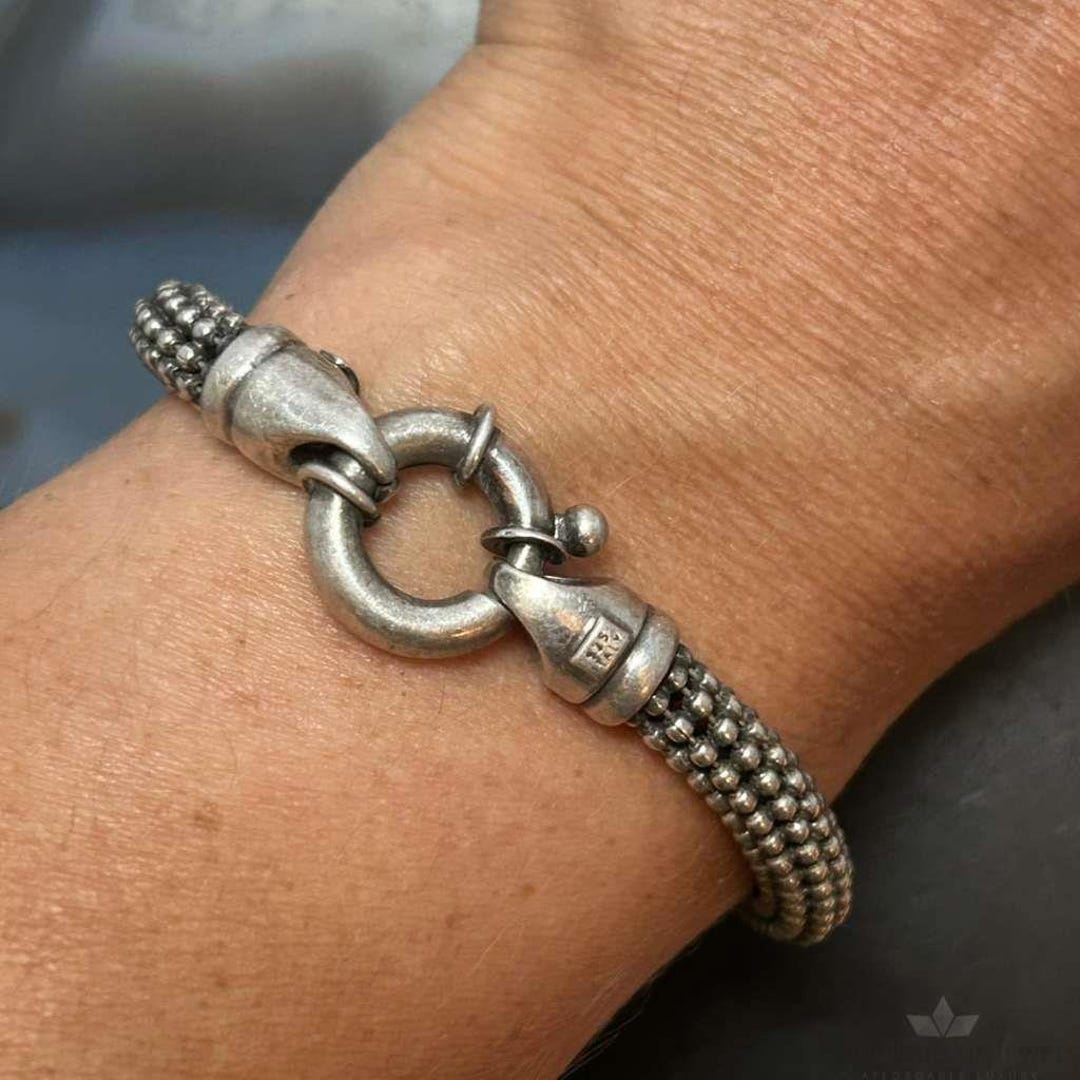 Vintage Sterling Silver Twisted Popcorn Mesh 7.5\