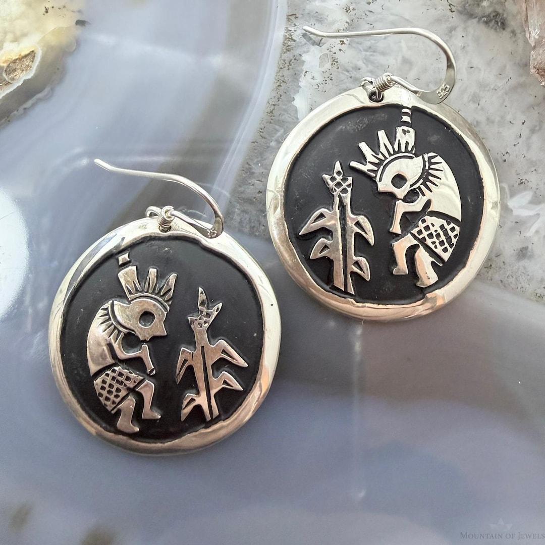 Dangle Singer Tommy & Rosita Singer Sterling Overlay Kokopelli Dangle Earrings for ...