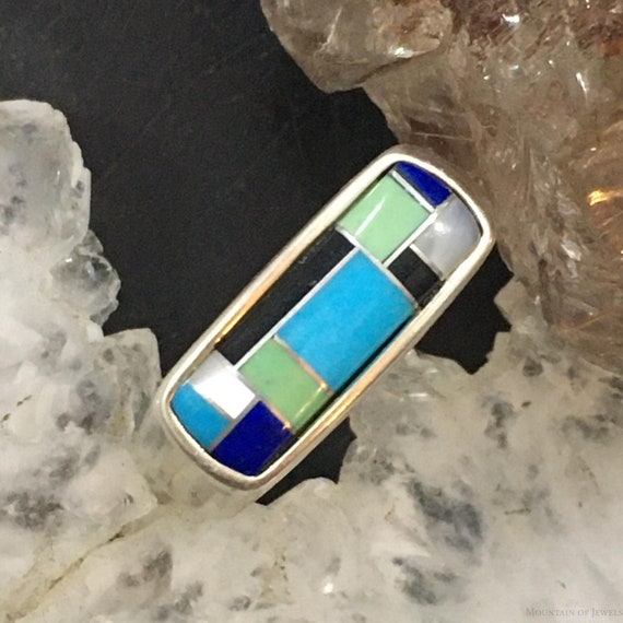 Carolyn Pollack Sterling Silver Rectangle Multi-g… - image 1