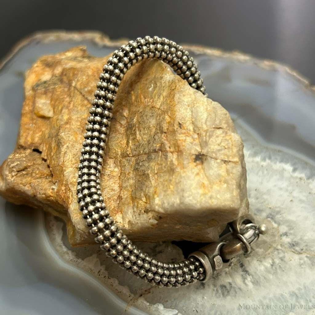 Vintage Sterling Silver Twisted Popcorn Mesh 7.5\