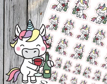 Unicorn Planner Organizer Stickers - Wine time