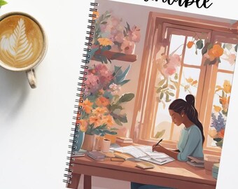 Planner girl with orange blooms-Printable Planner Cover Page, Dashboard, Window Cat Dashboard Planner, Happy Planner, A5, A6, Pocket