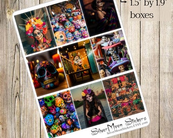 Planner, bullet journal stickers Full boxes- Día de los muertos