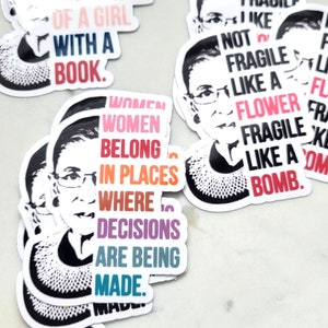 RBG, Women&#39;s rights, Vinyl Decal Sticker, Dreams, Waterproof Outdoor Use for Computer, Bottle, and more: RBG where girls should be
