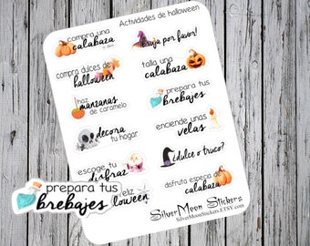 Pegatinas en español para organizador- actividades de Halloween