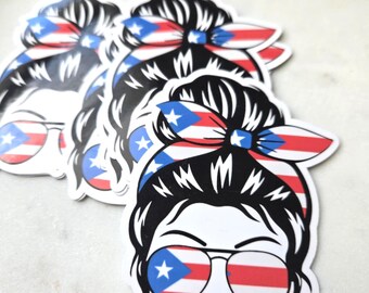 Puerto Rico Boricua pride, Puerto Rican Girl Vinyl sticker for computers, water bottles, etc.