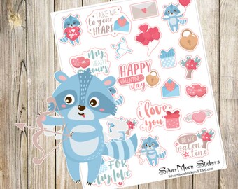 Valentine's Day Planner Organizer Stickers - From Raccoon with Love 2