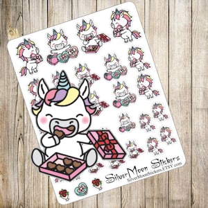 Unicorn Planner Organizer Stickers - Valentine&#39;s for the love of chocolate