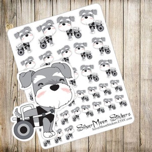 Dog Planner Organizer Stickers - Doggie in a wheelchair- Super pooch