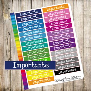 May include: Sticker sheets with the word "Importante" in white, on colorful rectangular backgrounds. The sheets have a rainbow gradient, and shades of blue, pink, purple, and gray. The text "Importante" is also on a navy blue banner.