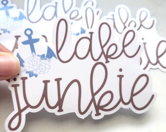 Vinyl Decal Sticker, Camping, Lakes, Waterproof Outdoor Use for Computer, Bottle, and more: Lake junkie