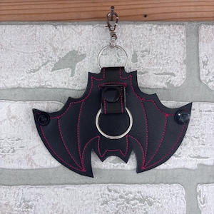 Bat keychain, goth keychain, bath key holder, Halloween keychain, Halloween key pouch, bat key sleeve, goth key sleeve, vampire keychain image 5