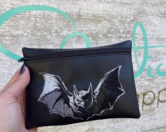 Black Bat Design Men Coin Purse Amazon.com: Leather Bat ID Wallet for Men - Stylish  main image 3