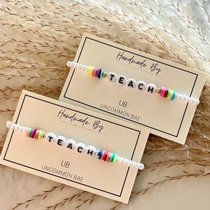 Rainbow Teach Bracelet | Men's Women's Colorful Bracelets | Eras Tour Beaded Bracelet | Teacher appreciation Gift | Kids Back to School