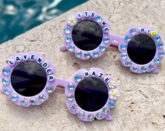 Taylor Swift Style Sunglasses | Personalized Bead | Swiftie Must Have | Niece Daughter Birthday | Eras Tour Accessory | Lavender Haze