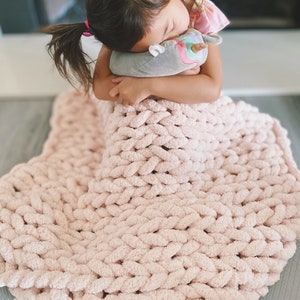 Childrens Chunky Knit Blanket Kids Blanket Baby Blanket 25x30in Handmade Chenille Blanket Knitted Kids Gifts image 1