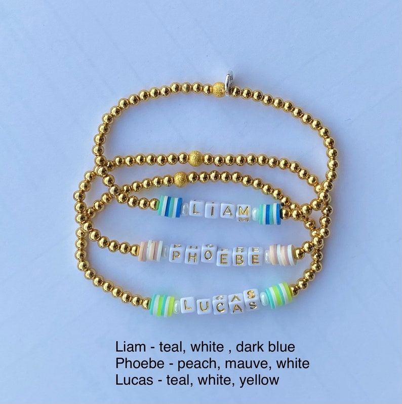 Gold / Silver Beaded Bracelet w/ Heishi Discs MAMA Bracelet Etsy