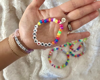 BFF Rainbow Beaded Bracelet Personalized | friendship best friend | swiftie Gift | Taylor Swift Christmas | Personalized custom bracelet