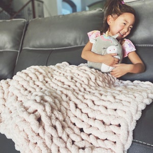 Childrens Chunky Knit Blanket Kids Blanket Baby Blanket 25x30in Handmade Chenille Blanket Knitted Kids Gifts image 4