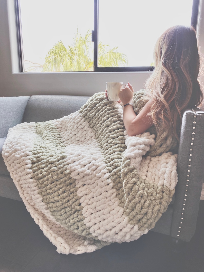 Chunky Knit Blanket Chenille Blanket Multicolored Etsy