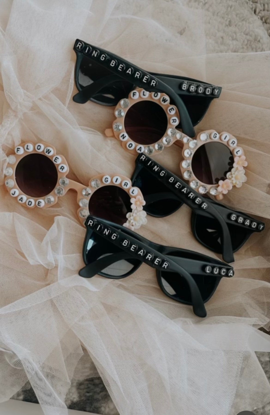 Custom Kid Wedding Party Sunglasses Toddler Kids Sunglasses Personalized Bedazzled Sunnie Boys