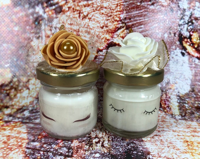 Golden wedding 10 mini unicorn candles in soy wax and essential oils placeholder favors souvenir guests