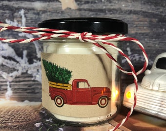 Autoveicoli natalizi – Candela in cera di soia e oli essenziali con stoppino in legno – Regalo di Natale – Decorazione casa – Buon Natale