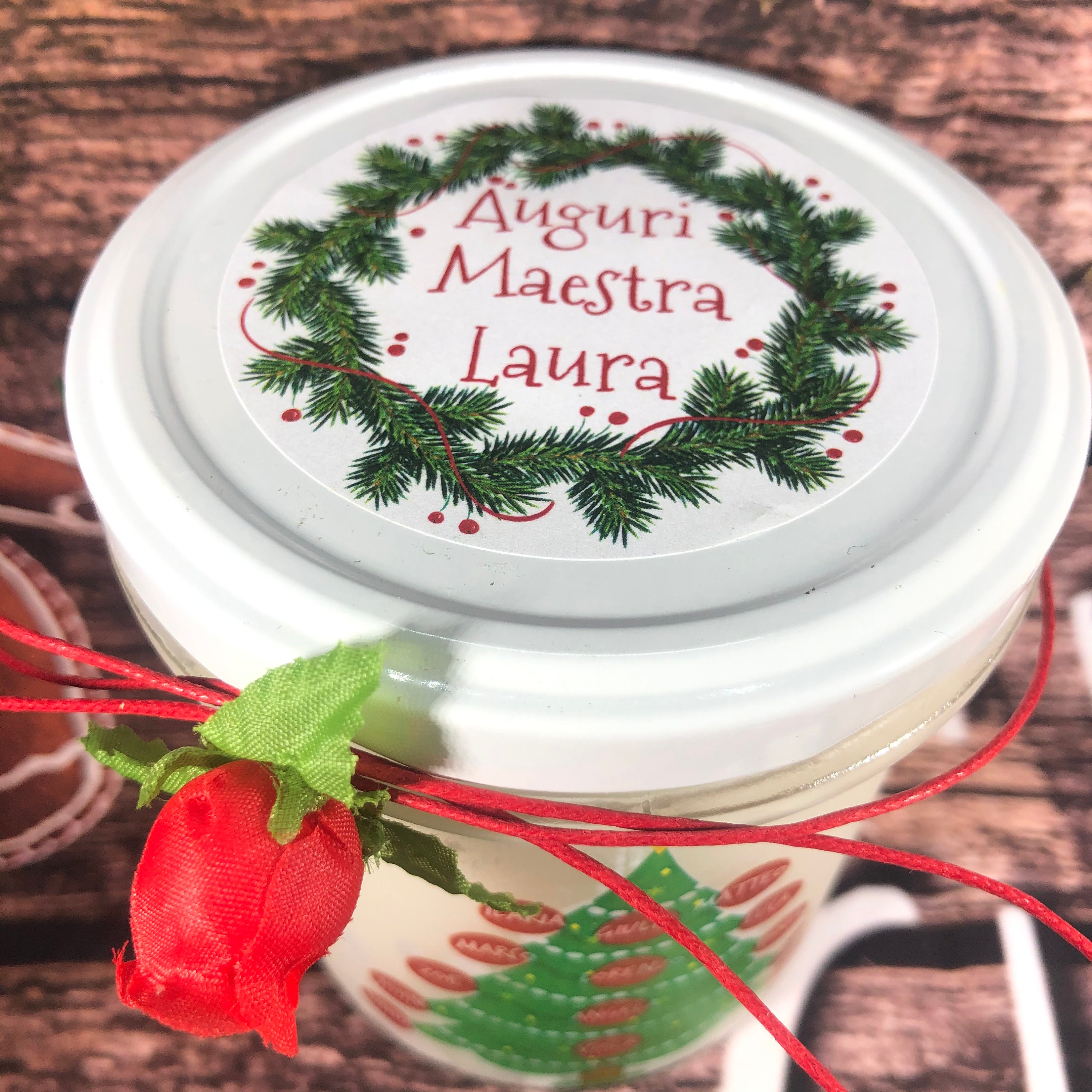 Frasi Auguri Natale Per Maestre.Candela Regalo Di Natale Per La Maestra Da Parte Della Classe In Cera Di Soia Oli Essenziali Con I Nomi Degli Alunni E Della Maestra