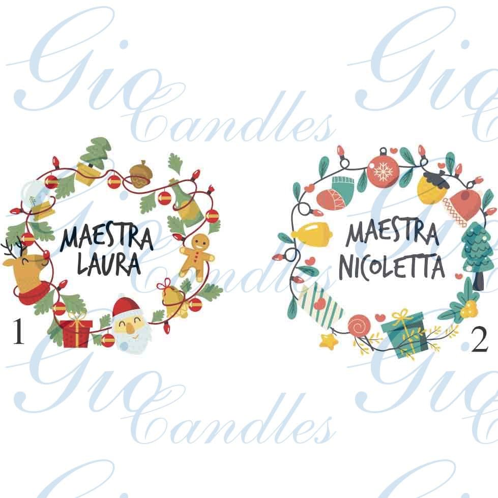 Buon Natale Maestra 2 Vasetti Con Candele Di Cera Di Soia E Oli Essenziali Regalo Natalizio Per La Maestra Regalo Di Natale Auguri Maestra