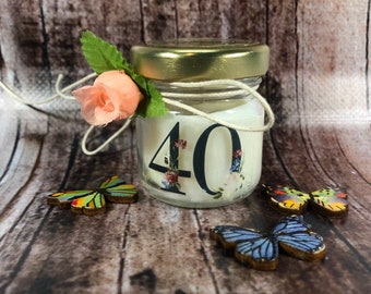 10 mini candele regali fine festa o segnaposto personalizzato compleanno (adulti) in cera di soia e oli essenziali