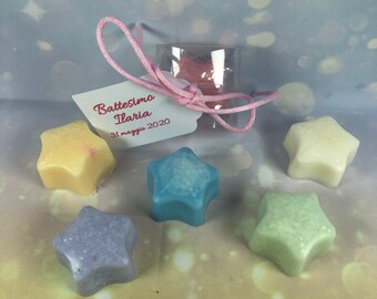30 soy wax stars packaged in a box with tag for placeholders or favors baptism communion confirmation wedding